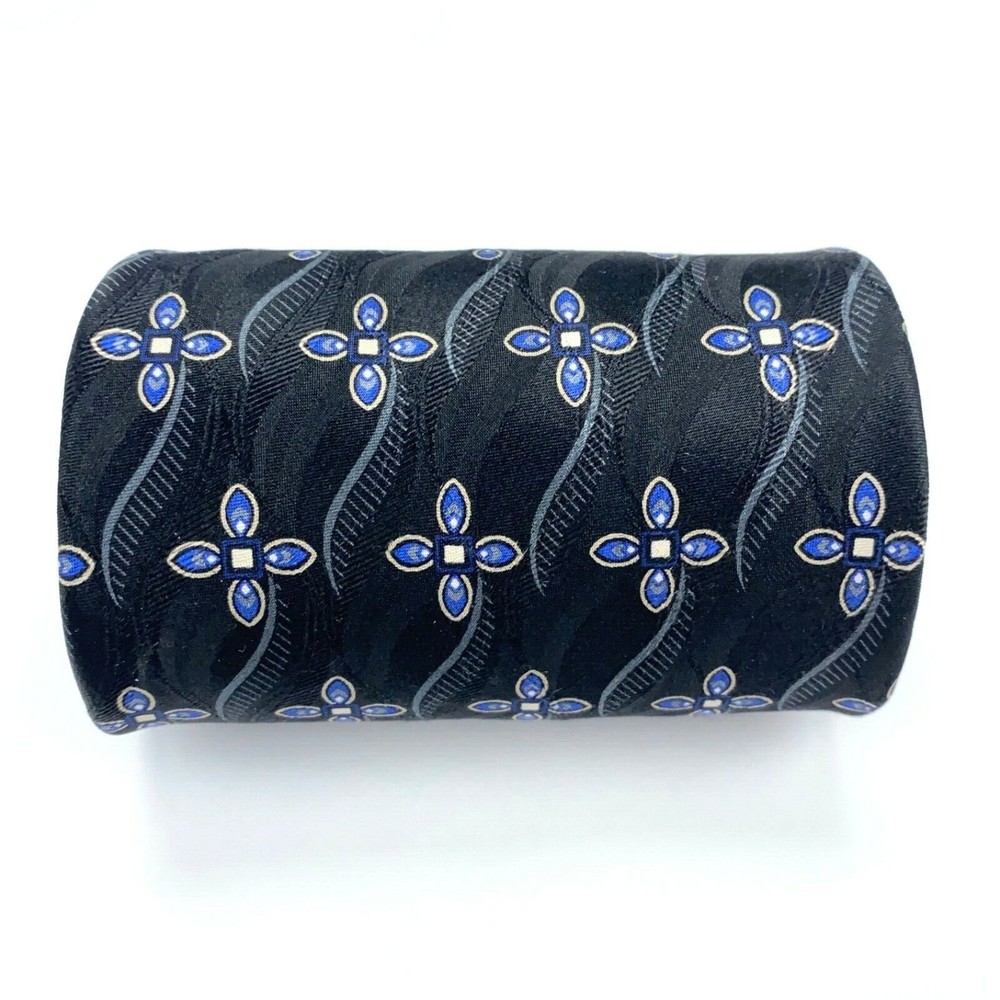 For Nordstrom By JZ Richards Black Blue Gray Geometric Floral Tie Men's Necktie - Picture 2 of 10